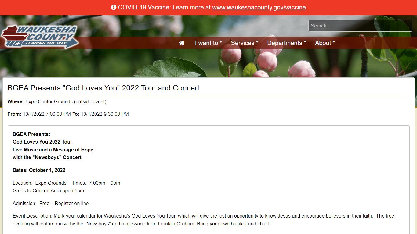 Waukesha County - BGEA Presents "God Loves You" 2022 Tour October 1, 2022